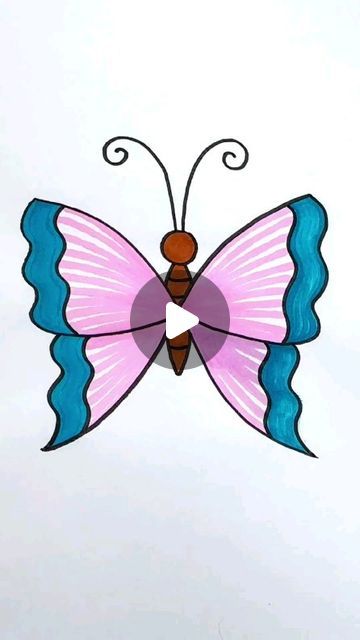 Easy Creative Ideas on Instagram How To Draw A Butterfly For Kids, Butterfly Drawing Painting, Easy Simple Drawings For Kids, Easy Butterfly Drawing Simple, Butterfly Drawing With Color, Painting Ideas Easy Simple For Kids, How To Draw Butterflies, Draw Butterfly Easy, Butterfly Drawing Sketches