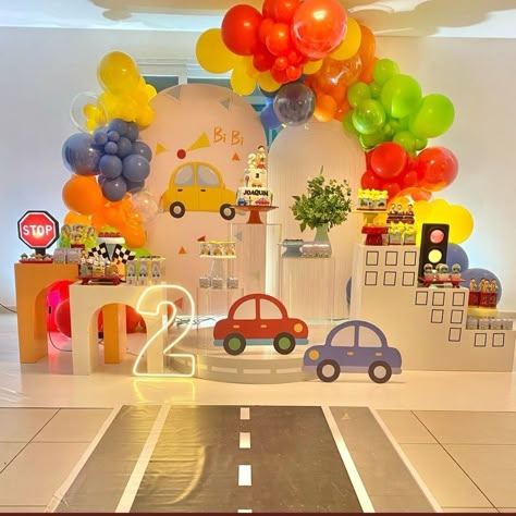 Birthday Car Theme Decorations, Cars Theme Birthday Party Decorations, Transportation Theme Birthday, First Birthday Decorations Boy, Baby Boy Birthday Themes, Transportation Birthday Party, Curious George Birthday Party, Transportation Birthday, Curious George Birthday