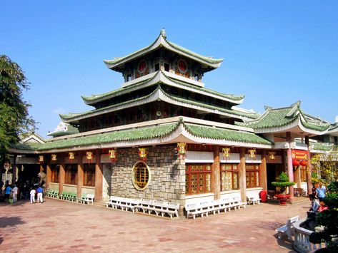 Ba Chua Xu Temple, (Châu Đốc, An Giang province) The temple of Ba Chua Xu, a protector goddess, was constructed in 1820 at the foot of Sam Mountain, to the west of the town of Chau Doc. According to legend, in the early 1800’s villagers found a statue of a lady dating to the 6th century in the forest. A temple was built in her honor with the hopes that she would bring people better lives and bountiful harvests. -- Chùa Bà Chúa Xứ (An Giang) Stilt Houses, Pagoda Temple, Tonle Sap, Con Dao, Vietnam Voyage, House On Stilts, Mekong Delta, Vientiane, Can Tho