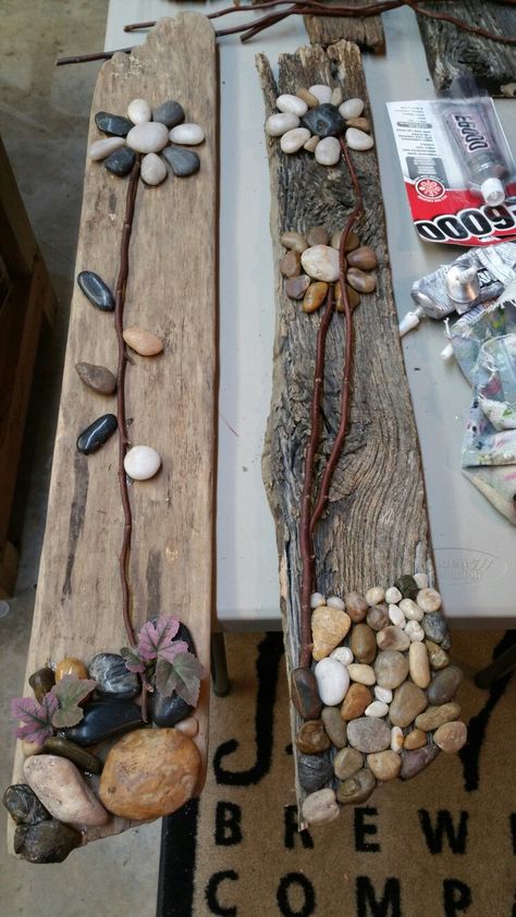 Rock Crafts Diy, Driftwood Art Diy, Decoration Shabby, Rock Garden Design, Diy Rock Art, Driftwood Crafts, Rock Decor, Wood Carving Tools, Stone Crafts