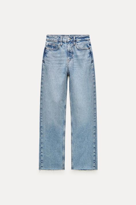 Z1975 HIGH-RISE STRAIGHT JEANS - Mid-blue | ZARA United Kingdom Waistcoat Dress, Zara Jeans, Short En Jean, Shirt Skirt, Dress With Cardigan, High Rise Jeans, Trouser Jeans, Jet Set, Jeans Dress