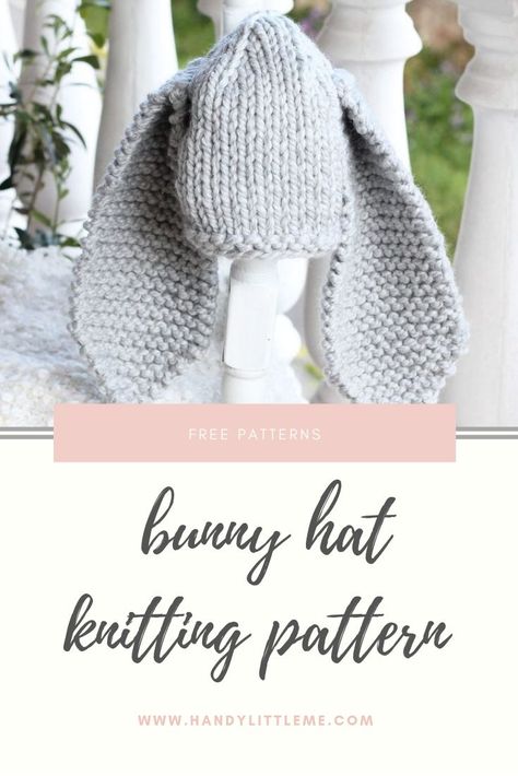 Make a bunny hat for your baby or toddler with this free knitting pattern. Plus other free Easter knitting patterns. Knit Bunny Hat Free Pattern, Easter Bunny Knitting Patterns Free, Knitted Bunny Hat, Free Easter Knitting Patterns, Easter Knitting Patterns Free, Knit Bunny Hat, Newborn Bunny Hat, Easter Knitting Patterns, Bunny Ear Hat