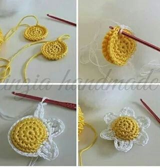 Crochet Baby Booties Pattern, Diy Crochet Bag, Crochet Flowers Free Pattern, Yo Yos, Crochet Jewelry Patterns, Crochet Keychain Pattern, Crocheted Flowers, Crochet Daisy, Kawaii Crochet