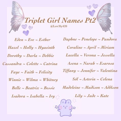 Triplet Names Ideas, Rare Last Names For Characters, Soft Names Aesthetic, Names For Triplets, Rare Names For Girls Unique, Pretty Names For Girls Ideas, Girls Names And Meanings, Unique Girl Names And Meanings, Pretty Names With Meanings