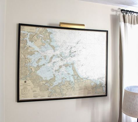 How To Mount and Frame a Large Map Framed Maps On Wall, Map On Wall, Map Gallery Wall, Vintage Map Decor, Diy Map, Map Crafts, World Map Decor, Map Pictures, Framed Map