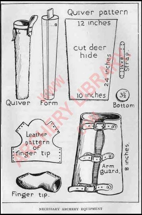 Art Young and Saxton Pope | Archery Equipment Patterns - Check out the watermarked website, as well!  It has some wonderful resources! Archery Quiver, Leather Quiver, Mounted Archery, Archery Tips, Archery Gear, Arrow Quiver, Archery Bows, Archery Equipment, Traditional Archery