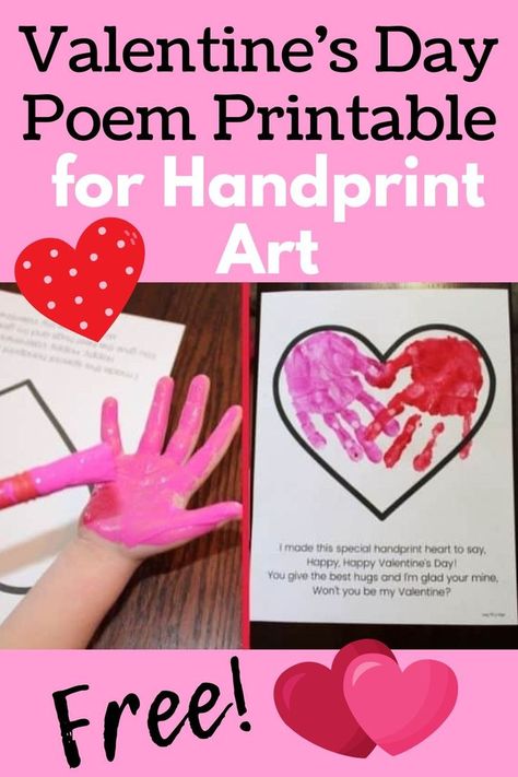 valentines day poem for kids printable free Poem For Preschoolers, Heart Shaped Animals, Head Start Activities, Valentines Printables Free Kids, Handprint Heart, Valentine Poem, Toddler Art Ideas, Valentines Preschool, Valentines Day Crafts For Preschoolers