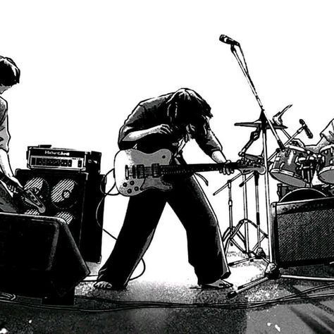 Pink Heart Jam, Manga Icon, Chapter 1, Playing Guitar, Pink Heart, Electric Guitar, Jam, Guitar, Black And White