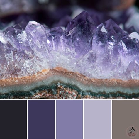 Colour Palette based off of purple Amethyst Amethyst Colour Palette, Amethyst Color Palette, Colour Therapy, Color Meanings, Amethyst Color, Purple Crystals, Color Therapy, Board Ideas, Color Pallets