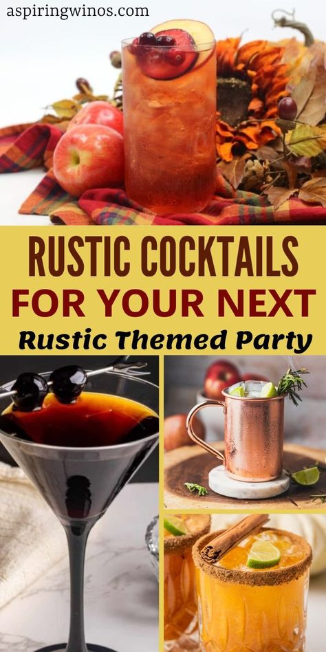 Rustic Cocktails | Rustic Cocktails: Embrace the Rustic Vibes with These Delicious and Unique Recipes | Rustic Cocktails for Weddings | Rustic Cocktails for Rustic Themed Events | Rustic Wedding Cocktail Ideas #Cocktails #Rustic #RusticCocktails #CocktailRecipes #RusticWeddings #RusticEvents Rustic Cocktails, Wedding Cocktail Ideas, Rustic Theme Party, Coctails Recipes, Cocktail Ideas, Wine Education, Rustic Bar, Western Parties, Wine Travel