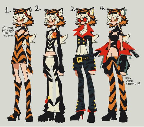 Tiger Character, The Noodle, Art Style Inspiration, Cartoon Character Design, Different Outfits, Character Design References, Art Inspiration Drawing, Funky Art, Creature Design