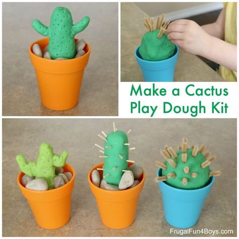 Make Your Own Cactus Play Dough Activity – Frugal Fun For Boys and Girls Wild West Activities, Wild West Crafts, Desert Crafts, Octopus Crafts, Cactus Craft, Wild West Theme, Playdough Activities, Playdough Kits, Girls 16