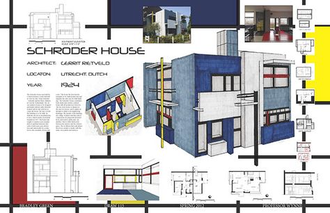 Hand Drafting Architecture on Behance Rietveld Schroder House, Schroder House, Hand Rendering, Gerrit Rietveld, Elevation Plan, Elevation Drawing, Santiago Calatrava, Architecture Design Concept, Architectural Drawing