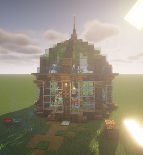 Domed Building Minecraft, Minecraft Houses Circle, Minecraft Circle Farm Ideas, Minecraft Perfect Circle, Minecraft Dome Roof Design, Glass Bee Dome Minecraft, Minecraft Round Greenhouse, Circle Building Minecraft, Dome Building Minecraft