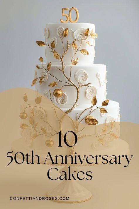 Make your 50th anniversary celebration unforgettable with our cake ideas. Choose from simple yet beautiful 1-tier, 2-tier, and 3-tier designs, all featuring gold touches and exquisite toppers to honor this significant milestone in style.Clear chat 50th Wedding Anniversary Party Decorations, 50th Anniversary Cakes Gold, 50 Year Anniversary Party Ideas, 50 Years Anniversary Party Ideas, 50 Wedding Anniversary Cake, 50 Th Anniversary Party Ideas, 50th Anniversary Party Ideas Decoration, 50 Th Wedding Anniversary Ideas, 50 Anniversary Ideas Decoration