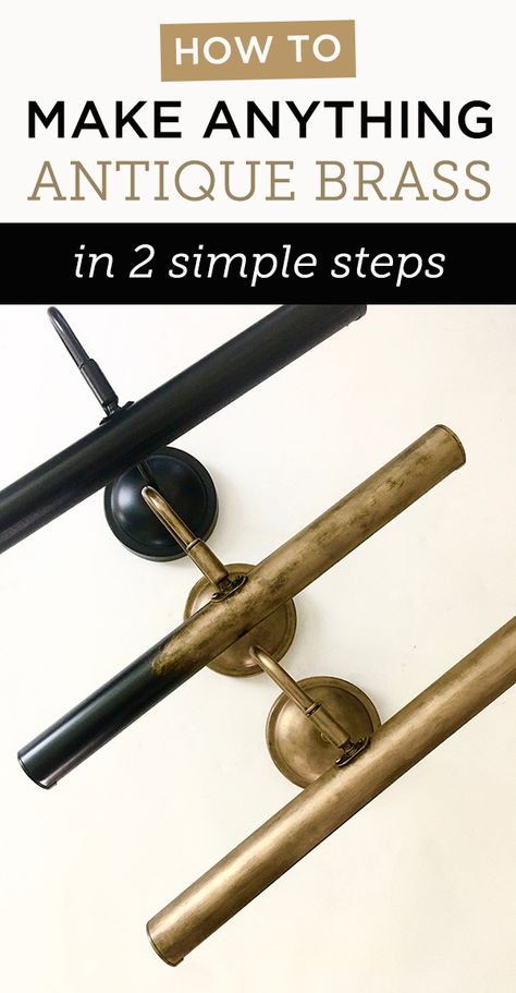 The easiest way to a realistic aged brass finish How To Antique Brass Hardware, Rub N Buff Kitchen Hardware, Diy Brass Hardware, Faux Brass Finish, What Size Art Above Fireplace, How To Age Brass Hardware, Aging Brass Hardware Diy, How To Antique Metal, How To Tarnish Brass Fixtures