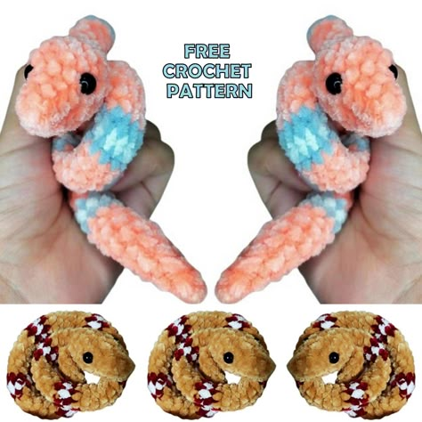 Amigurumi Snake Toy Free Crochet Pattern - Amigurumi Small Snake Crochet Pattern Free, Easy Crochet Snake Pattern Free, Amigurumi Snake, Toys Quotes, Crochet Toys Free Patterns, Crochet Toys Free, Easy Crochet Animals, Quick Crochet Patterns, Mini Crochet