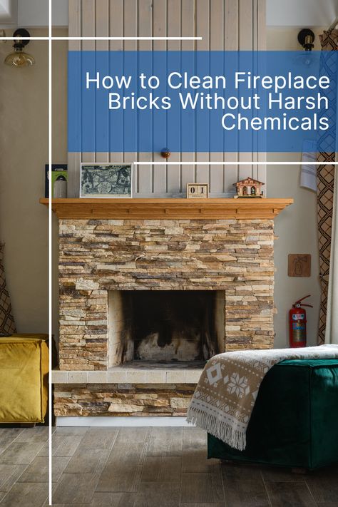 Get your fireplace looking like new with our easy-to-follow guide for cleaning fireplace bricks without harsh chemicals. Transform your living space and enjoy a cozy and clean fireplace all season long. #FireplaceCleaning #DIYHomeProjects How To Clean Brick Fireplace, Clean Brick Fireplace, How To Clean Fireplace, Cleaning Fireplace, Fireplace Bricks, Fireplace Cleaner, Tile Around Fireplace, Rock Fireplace, How To Clean Brick