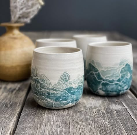 River Ceramics, Ceramic Cafe, Clay Inspo, Diy Pottery Painting, Ceramic Glaze Recipes, Rustic Pottery, Pottery Painting Designs, Handmade Cups, Keramik Design