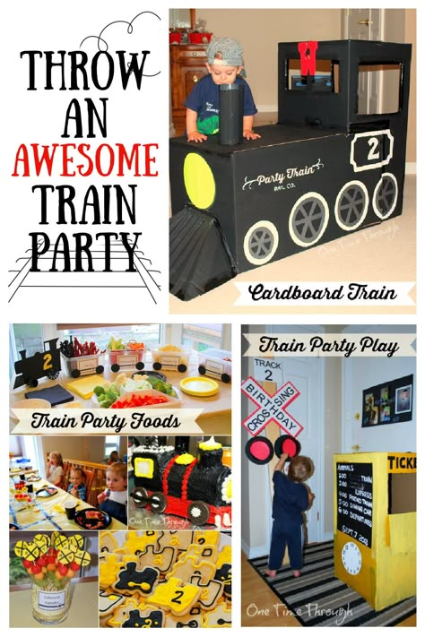 Trains Birthday Party Decorations, 2nd Bday Train Theme, Trains 3rd Birthday, 4th Train Birthday Party, Train Theme Birthday Party Activities, Thomas The Train Birthday Party Activities, Train Theme Bday Party, Train Birthday Party Backdrop, Steam Train Party