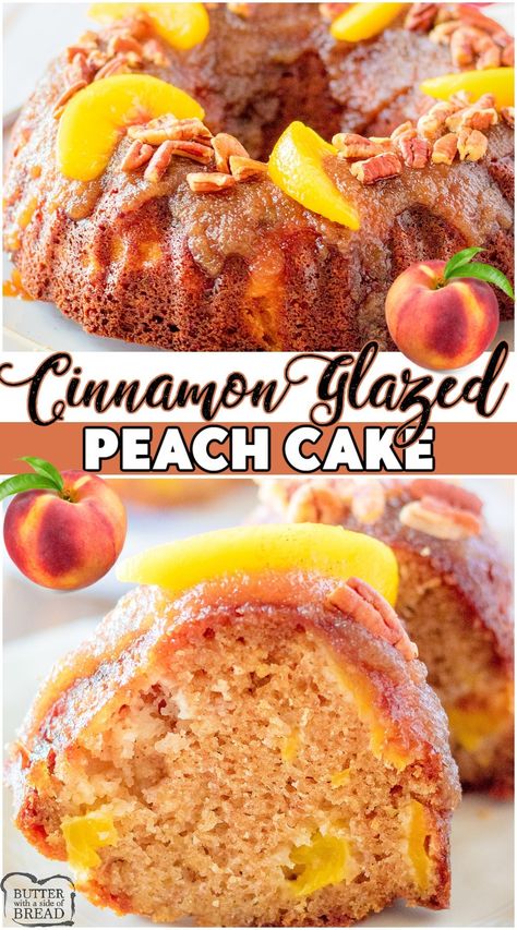 Fresh Peach Bundt Cake, Peach Spice Cake, Fresh Peach Recipes Desserts, Peaches Lovely, Peach Desserts With Fresh Peaches, Baking Peaches, Peach Recipes Dessert, Peach Baking, Peach Bundt Cake