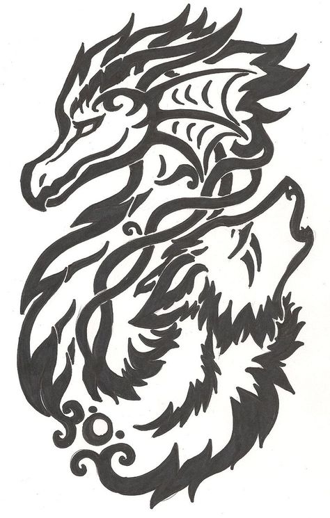 Dragon Wolf, Tattoo Shoulder, Tattoo Butterfly, Trendy Tattoo, Wolf Drawing, Wolf Tattoos, Wolf Tattoo, Celtic Art, Dragon Drawing