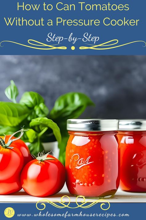 Canning Without A Pressure Cooker, Can Tomatoes, Pressure Canner, Canning Tomatoes, How To Can Tomatoes, Canning Recipes, Diced Tomato, Freezer Meals, Pressure Cooker