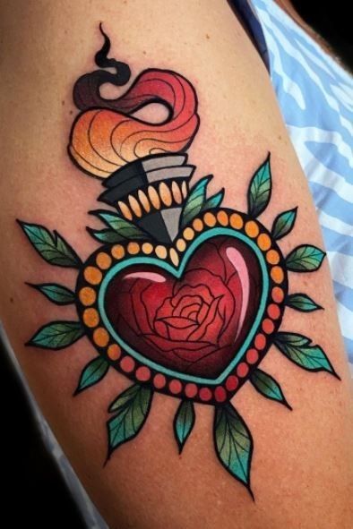 Traditional Tattoo Outline, Tattoo Line Art, Traditional Heart Tattoos, Boys With Tattoos, Neo Tattoo, Sacred Heart Tattoos, Tattoo Me, Tattoo Old School, Traditional Tattoo Sleeve