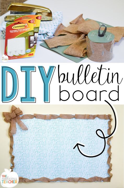 DIY Bulletin board- super easy to make bulletin board using foam and Command strips. You can even staple right into it! way better than taping everything to paper on the wall. Parent Board, Diy Bulletin Board, Summer Bulletin Boards, Church Bulletin Boards, Bulletin Board Borders, Owl Theme, Diy Classroom, Classroom Bulletin Boards, School Bulletin Boards