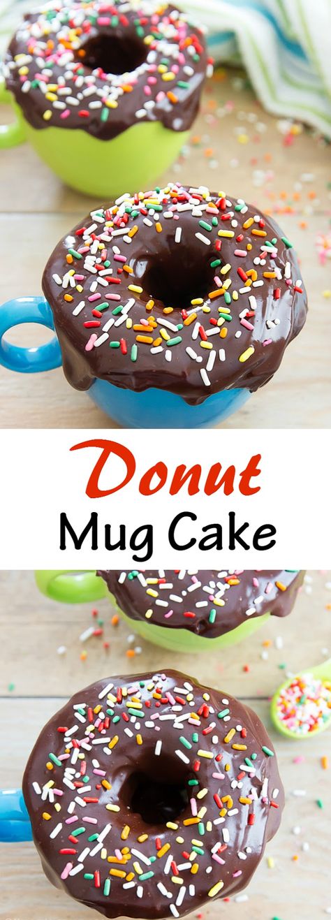 Donut Mug Cake. Tastes like old fashioned donuts or donut muffins and ready in just a few minutes! Dessert Mug Recipes, Donut Mug Cake, Old Fashioned Donuts, Quick And Easy Dessert Recipes, Microwave Mug Recipes, Dessert In A Mug, Baked Donut, Mug Cake Recipe, Donut Muffins