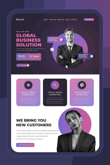 Business company landing page template | Premium Vector #Freepik #vector #business Personal Landing Page, Company Landing Page, Arrow Illustration, Landing Page Template, Web Business, About Business, Business Company, Global Business, Drawing Set