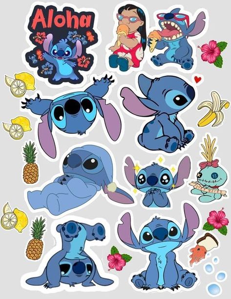 Creative Sticker design Cute Stitch Stickers, Lilo And Stitch Stickers, Book Diy Ideas, Book Aesthetic Sticker, Stickers Stitch, Disney Stickers Printables, Stitch Clipart, Sticker Collection Book, Stitch Kawaii