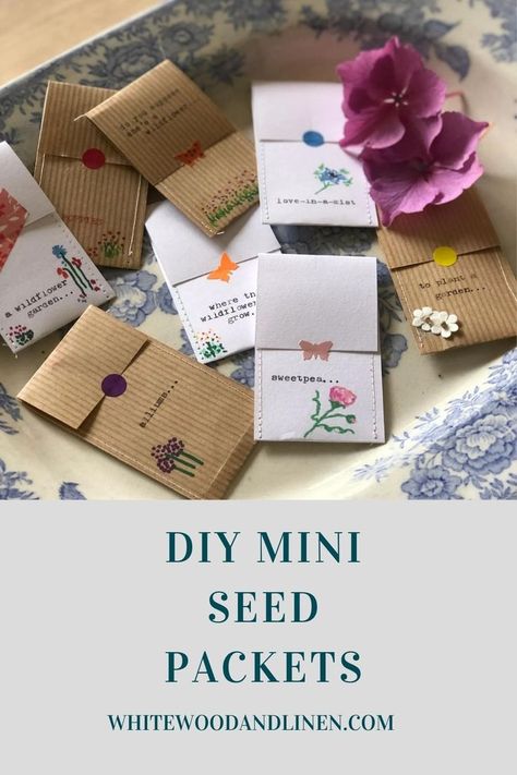 Seed Packets For Wedding Favors, Seeds As Gifts, Thank You Seed Packets, Diy Paper Seed Envelopes, Seed Gifts Favors, Diy Flower Seed Packets, Flower Seed Gift Ideas, Diy Seed Packets Template, Wild Flower Seed Paper