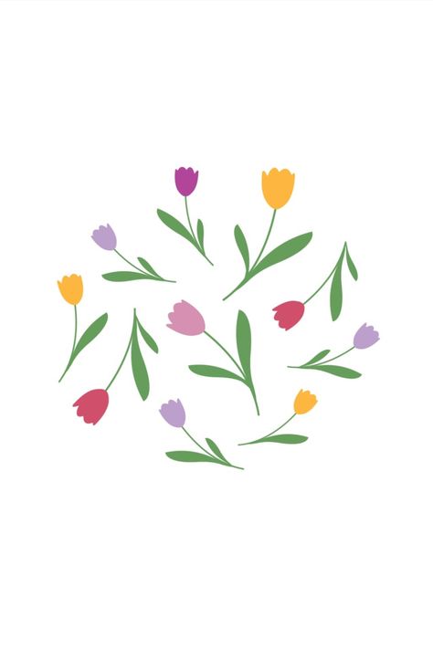 Tulip Doodle Simple, Tulips Illustration Drawing, Tulip Illustration Cute, Tulip Flower Illustration, Flower Simple Illustration, Tulips Wallpaper Drawing, Tulip Illustration Simple, Flowers Illustration Simple, Simple Tulip Drawing