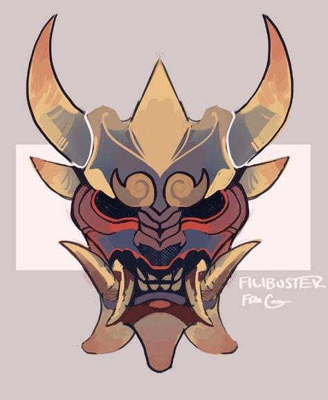 Mascara Oni, Cool Mask, Dragon Mask, Mask Drawing, Japanese Mask, Oni Mask, Cool Masks, Masks Art, Creature Concept Art