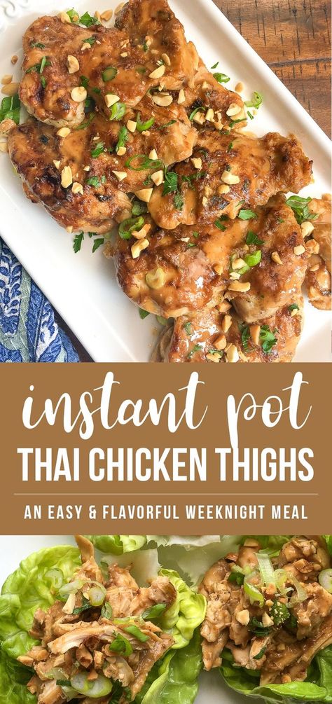 Thai Chicken Instant Pot Recipes, Instant Pot Thai, Instant Pot Chicken Thighs, Thai Chicken Lettuce Wraps, Instant Meals, Instant Pots, Instapot Meals, Chicken Dance, Thighs Recipe