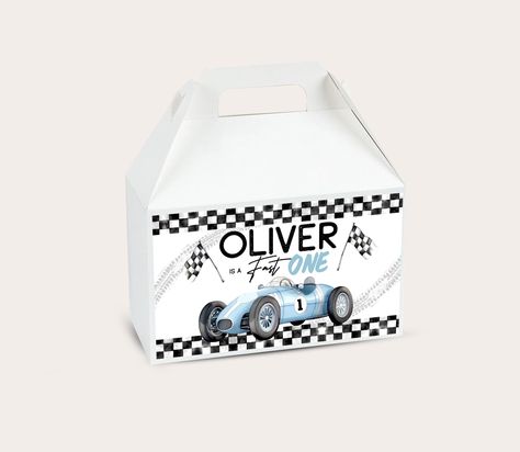 Editable Race Car Favor Box label Boy Racing Party favor Fast One Birthday Party Decor racing 1st Birthday Blue Car Digital Template FO001 Race Car Party Favors Goodie Bags, Race Car 1st Birthday Party, Birthday Giveaways For Kids, Fast One Birthday Party, Race Car Party Favors, Racing Party, Car Themed Parties, Race Party, Race Car Party