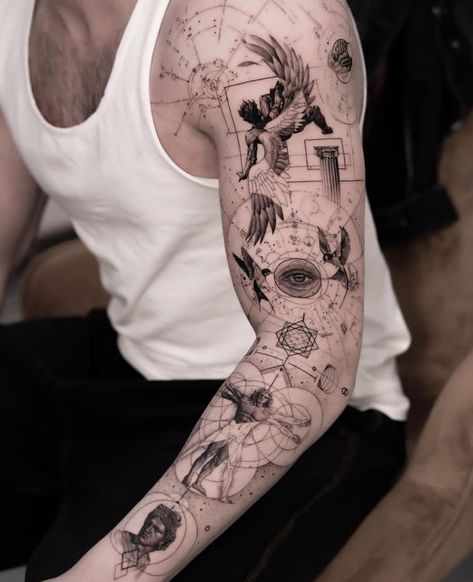 Oscar Akermo, Tato Irezumi, Geometric Line Tattoo, Sketch Style Tattoos, Realistic Tattoo Sleeve, Forearm Band Tattoos, Tattoo Forearm, Golden Garden, Inspiration Tattoos