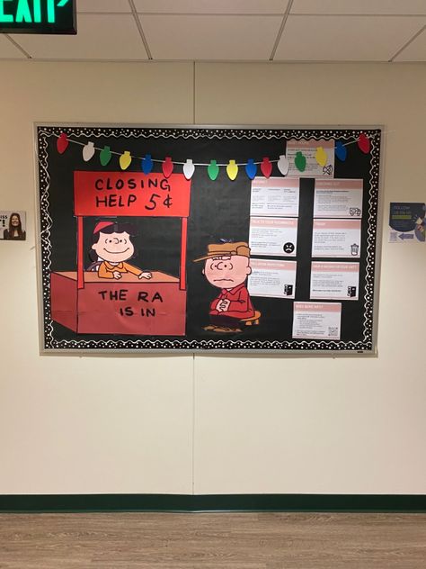 Indiana Jones Bulletin Board, Dorm Room Bulletin Boards, Charlie Brown Ra Bulletin Board, Peanuts Ra Theme, Get To Know Me Ra Board, Snoopy Ra Board, Ra Board Themes, Snoopy Door Decs, Peanuts Bulletin Board Ideas