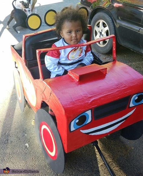 Blaze Monster Truck, 2017 Halloween Costumes, Cardboard Box Car, Radio Flyer Wagons, Cardboard Car, Blaze And The Monster Machines, School Halloween Party, Costume Guide, Monster Car