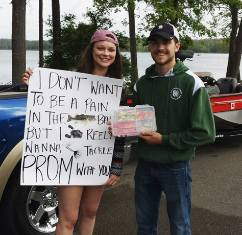 Fishing promposal Promposal Ideas Fishing, Fishing Prom Proposal, Dance Proposal Fishing, Hunting Themed Hoco Proposal, Fishing Sadies Proposal, Fishing Homecoming Proposal Ideas, Ways To Ask To Sadies, Fishing Promposal Ideas, Hunting Promposal For Him