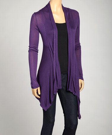 Take a look at this Dark Purple Tapered Open Cardigan by Zenana on #zulily today! Dark Purple Jacket Outfit, Purple Jacket Outfit, Dark Purple Cardigan, Jacket Outfit Casual, Cardigan Outfit, Sweet Clothes, Upcycle Shirt, Purple Cardigan, Purple Jacket