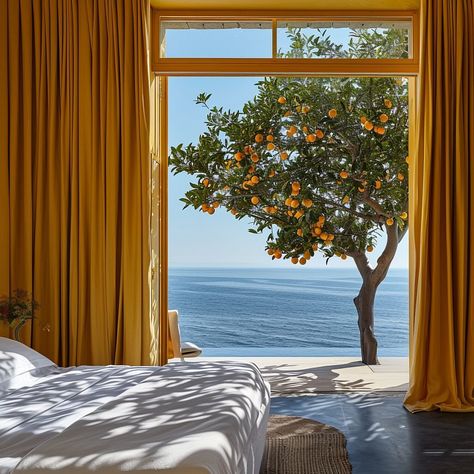 A house made of liquid sunshine #summervibes #yellowaesthetic #interiorstyling #interior #diseño #architexture #mimarlık #archilovers… | Instagram Bodrum Aesthetic, Yellow Beach House, Vacation House Plans, Liquid Sunshine, Apartment Exterior, Boho Style Bedroom, Backyard Pool Designs, The Amalfi Coast, Through The Window