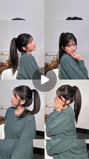 How To Make High Ponytail, How To Do A High Ponytail, Korean High Ponytail, High Ponytail Hacks, Ponytail Hairstyles With Bangs, Perfect Ponytail Tutorial, Japanese Ponytail, Korean Ponytail, Ponytail Tutorial