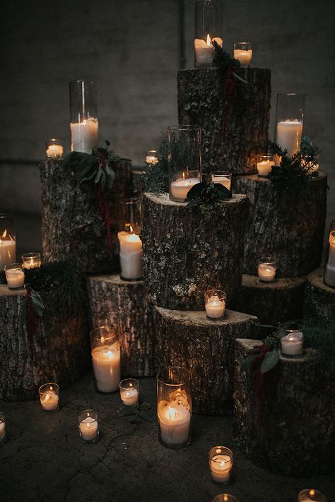 Winter Wonderland Wedding in Knoxville | Kristin & Chad - The Pink Bride Dark Wedding Theme, Forest Theme Wedding, Rustic Wedding Decorations, Enchanted Forest Wedding, Viking Wedding, Wedding Wonderland, Dark Wedding, December Wedding, Pink Bride