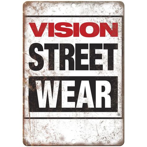 Vision Street Wear Skateboard Logo 10" x 7" Retro Look Metal Sign Street Wear Logo, Street Wear Vintage, Old School Movies, Fireworks Art, Skateboard Logo, Skate Stickers, Vintage Advertising Signs, Vision Street Wear, The Art Of Storytelling