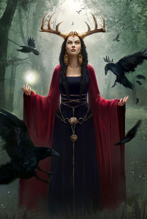 ArtStation - Priestess, oana dascalu Priestess Art, Dark Priestess, The Morrigan, Rpg Characters, Witch Art, Goddess Art, Fantasy Rpg, Fantasy Inspiration, Medieval Fantasy