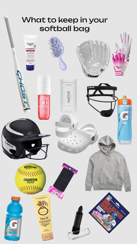 #softball #softballbag #essentials Softball Mom Bag, Sports Bag Essentials, Mom Bag Essentials, Sarcastic Wallpaper, Softball Bag, Softball Accessories, Softball Bags, Softball Outfits, Softball Training