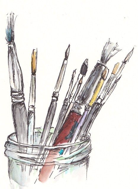 my favourite paint brushes... http://traceyfletcherking.blogspot.com.au/ Brush Sketch, Paint Brush Drawing, Brush Drawing, Palette Art, Favorite Paint, Medical Art, Photo Vintage, Art Brushes, In A Jar