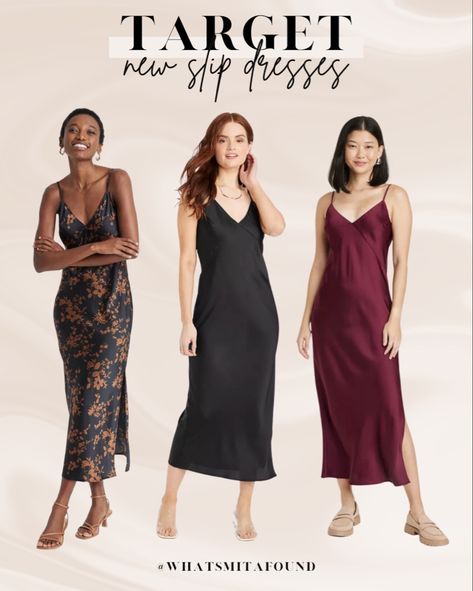 Fall slip dresses from target Target Slip Dress, Slip Dress Outfit, Outfit Ideas For Fall, Floral Slip Dress, Slip Dresses, Black Slip Dress, Maxi Slip Dress, Satin Slip, Women Maxi